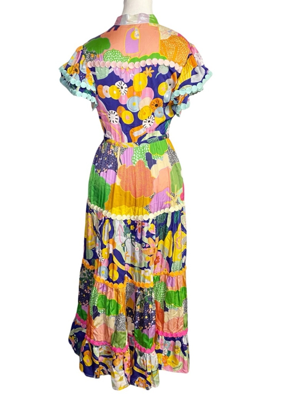 Celia B Vibrant Abstract Print Tiered
Button Down Maxi Dress - Scallop Trim - Picture 2 of 16